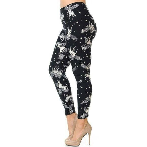 X-Plus Size Womens Buttery Soft Magical‎ Pegasus XPlus Size Leggings - Picture 5 of 7